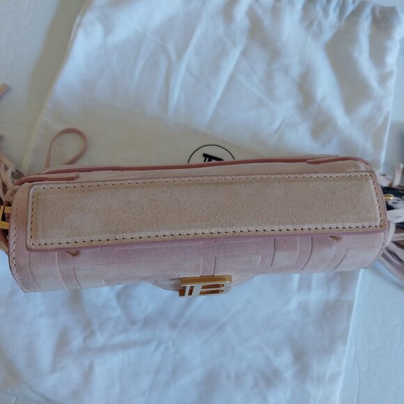 Balmain B-Buzz 19 Fringed Suede Monogram Crossbody Bag Faded Rose - Picture 11 of 15